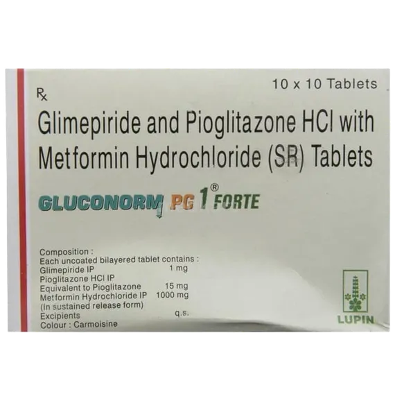 gluconorm pg 1mg forte tablet 10's